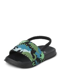 The Children’s Place Baby Boys and Toddler Everyday Slide Sandals with Backstrap, Dino Glow Camo, 9