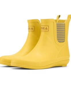 HISEA Women’s Ankle Rain Boots Waterproof Chelsea Boots Short Rubber Garden Shoes Anti-Slipping Rainboots for Ladies with Comfort Insole Lightweight Outdoor Work Booties, Size 9 Yellow