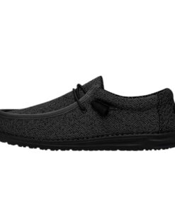 Hey Dude Men’s Wally Sox Micro Total Black Size 10 | Men’s Shoes | Men’s Lace Up Loafers | Comfortable & Light-Weight