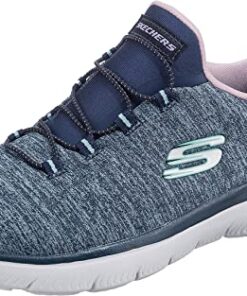 Skechers Women’s Summits-Quick Getaway Sneaker, Navy/Purple/Light Blue, 9 Wide