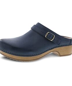 Dansko Berry Slip-On Mule Clogs for Women – Memory Foam and Arch Support for All -Day Comfort and Support – Lightweight EVA Oustole for Long-Lasting Wear Navy Burnished Full Grain 5.5-6 M US