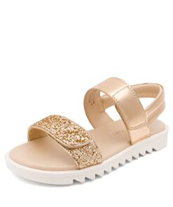 DREAM PAIRS Girls Sandals Glitter Two Strapped Casual Open Toe Sandals Little Kid/Big Kid,Size 12 Little Kid,ROSE GOLD,SDLS2303K