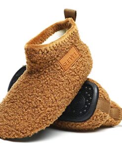 ditont Toddler Boys Girls Winter Warm Indoor House Bootie Slippers Kids Baby Lightweight Home Socks Boots(dt191007Brown21.5)