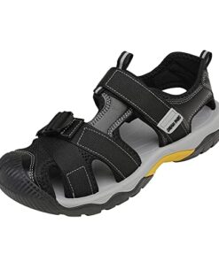 DREAM PAIRS Men’s DSA212 Athletic Sports Outdoor Closed Toe Hiking Fisherman Sandals,Black,Size 10