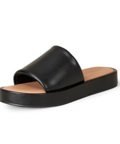 Amazon Essentials Women’s Slide Flatform Sandal, Black, 8