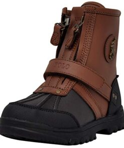 POLO RALPH LAUREN Boys Conquered Hi Boot, Chocolate/Tan Leather, 6 Big Kid