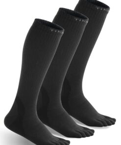 TikMox Toe Socks for Men Women Crew Breathable Running Socks Athletic Five Finger Socks Arch Support Alignment Blister Prevent Bunion Black Small 3 Pairs