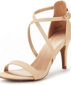 DREAM PAIRS Women’s Dolce-W Nude Nubuck Fashion Stilettos Open Toe Pump Heel Sandals Size 9W US