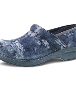 Dansko Professional Slip-On Clogs for Women – Rocker Sole and Arch Support for Comfort – Ideal for Long Standing Professionals Denim Leather Slip-On Clogs 7.5-8 M US