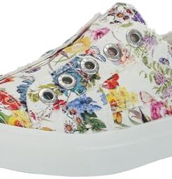 Blowfish Malibu Women’s Play Core Sneaker, Off White Flower Power Canvas, 7.5M