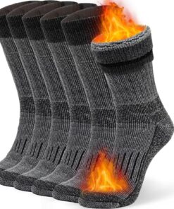 Alvada Warm Thermal Wool Socks for Winter Moisture Wicking and Breathable Cozy Boot Socks Charcoal ML