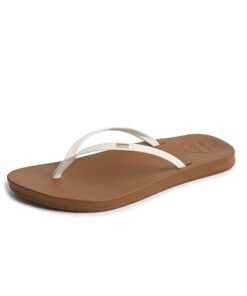 Reef Women’s Cushion Slim Flip-Flop, White/Tan, 8