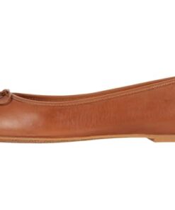 Lauren Ralph Lauren Jayna Ballet Flat for Women – Leather Upper and Breathable Textile Lining with Lightly Padded Footbed Deep Saddle Tan 6 B – Medium