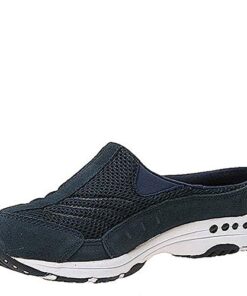 Easy Spirit Women’s Traveltime Clog, Navy/White Suede, 8.5 M US