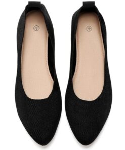 Women’s Flats Shoes Pointed Toe Flats Comfortable Slip on Shoes Flat Dress Shoes Black Ballet Flats for Women(Black.us7.5)