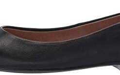 Amazon Essentials Women’s Pointed-Toe Ballet Flat, Black Faux Leather, 9 Wide