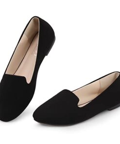 MUSSHOE Flats Shoes Women Comfortable Round Toe Memory Foam Women’s Flats, Black 8.5