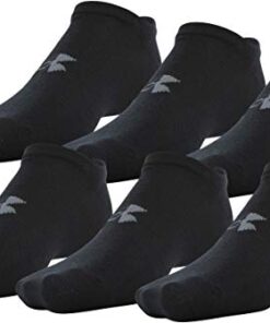 Under Armour Adult Essential Lite No Show Socks, 6-Pairs, Black, Large