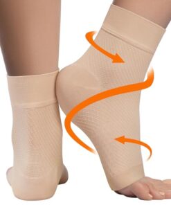 KEMFORD Ankle Compression Sleeve – Plantar Fasciitis Braces – 20-30mmhg Open Toe Compression Socks for Swelling, Sprain, Neuropathy, Arch Support for Men and Women