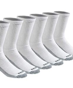 Dickies mens Dri-tech Moisture Control Crew Multipack Socks, White (6 Pairs), Shoe Size 6-12 US