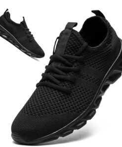 QIJGS Running Shoes for Men Gym Tennis Lightweight Sports Fashion Sneakers Athletic Mesh Workout Casual Shoes-black-43