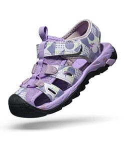 NORTIV 8 Toddler Sandals Summer Boys Girls Kids Sandals Closed-toe Water Hiking Lightweight Athletic OutdoorPURPLE/WHITE/GREEN Size 13 Little SNAS222K