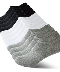 HIGIXCH No Show Socks Women Low Cut Invisible Liner Non slip Athletic Boat Socks 6 Pairs (socks for women size5-8, Black, white, gray)