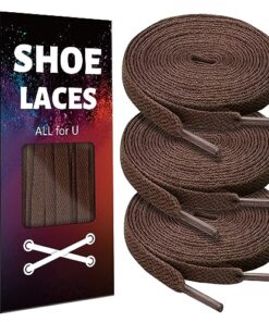 Auihiay 3 Pairs Flat Shoelaces, 31 Inches Multipack Brown Shoestrings, Shoe Laces for Sneakers, Skates, Casual Shoes, Canvas Shoes, Boots, Fashion Replacement Shoelaces (Brown)