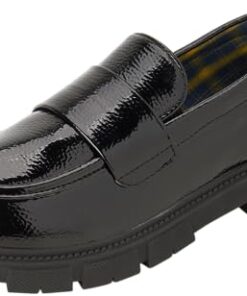 bebe Girls’ Loafers – Patent Platform Chunky Loafers – School Uniform Shoes for Girls – Platform Dress Shoes (5-7 Big Kid), Size 6 Big Kid, Black Loafer