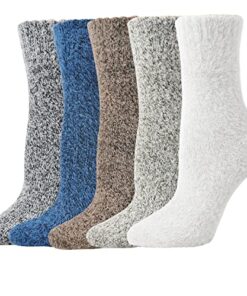 Marchare Women Wool Warm Thick Fluffy Socks Winter Fuzzy Cozy Socks For Women Brown/Blue/Grey/Light Grey/Dark Grey 5-8