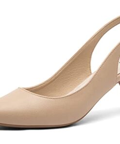 Greatonu Womens Nude Buckle Strap Sexy Slingback Heels Dress Pumps Court Shoes Size 6.5 US / 37 EU