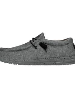 Hey Dude Men’s Wally Canvas Stretch Steel Size 9 | Men’s Shoes | Men Slip-on Loafers | Comfortable & Light-Weight