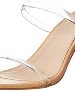 The Drop Women’s Avery Square Toe Two Strap High Heeled Sandal, Clear, 9.5