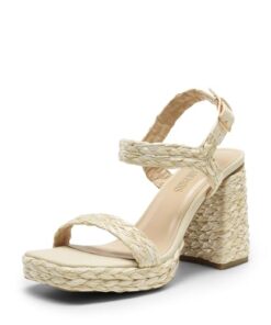 DREAM PAIRS Women’s Heeled Sandals,Size 8,NUDE-WOVEN,SDHS2416W