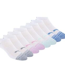 PUMA womens 8 Pack Low Cut Running Socks, White, 9 11 US