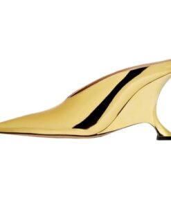 Kluolandi Metallic Heeled Mules for Women Sexy Pointed Closed Toe Slip On Wedge Mule Pumps Heels Gold Size 9.5