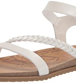 Blowfish Malibu Girls Madrigal-k Flat Sandal, Pearl White, 4 Big Kid