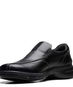 Clarks Men’s Gessler Step Loafer, Black Leather, 10 Wide