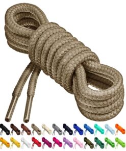 Birch Round Shoelaces 27 Colors 3/16″ Thick Shoe Laces 4 Different Lengths (29.5″ (75cm) – S, Taupe Tan)