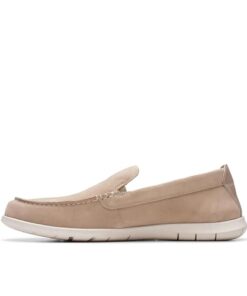 Clarks Men’s Flexway Step Moccasin, Sand Suede, 10.5 Wide