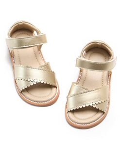 Felix & Flora Toddler Girl Gold Sandals Size 10 – Little Girl Easter Summer Dress Shoes Lightweight Open Toe Beach Holiday