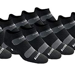 Saucony Men’s Multi-Pack Mesh Ventilating Comfort Fit Performance No-Show Socks, Black Basic (12 Pairs), 8-12