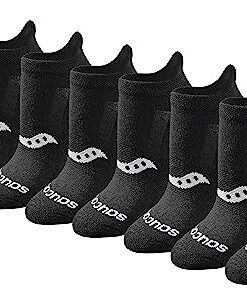 Saucony Women’s Multipack Performance Heel Tab Athletic Socks, Black Solid (8 Pairs), Medium