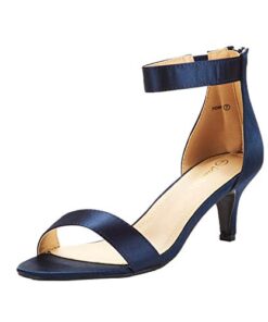 DREAM PAIRS Women’s Fiona Navy Satin Fashion Stilettos Open Toe Pump Heeled Sandals Size 11 B(M) US