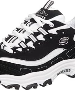 Skechers Sport Women’s D’Lites Memory Foam Lace-up Sneaker,Biggest Fan Black/White,7 M US