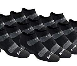 Saucony Men’s Multi-Pack Mesh Ventilating Comfort Fit Performance No-Show Socks, Black Basic (18 Pairs), 8-12