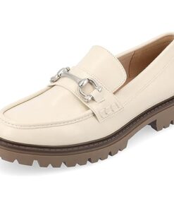 Journee Collection WomensTru Comfort Foam Jessamey Treaded Outsole Loafer Flats Off White 9 Medium Womens US