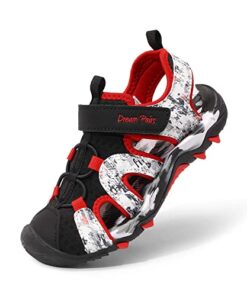 DREAM PAIRS Boys Girls Summer Outdoor Athletic Sport Sandals SDAS2305K Size 4 Big Kid BLACK/RED