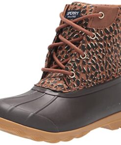 Sperry Port Boot, TAN Leopard, 5 US Unisex Big Kid