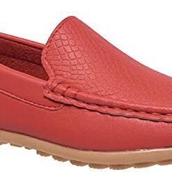 CoXist Kids Toddlers Boys Girls Leather Slip On Loafer Moccasin Boat Dress Shoes – Red – Size 3